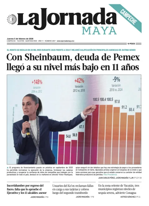 Portada de La Jornada Maya Campeche del jueves, 5 de febrero de 2026