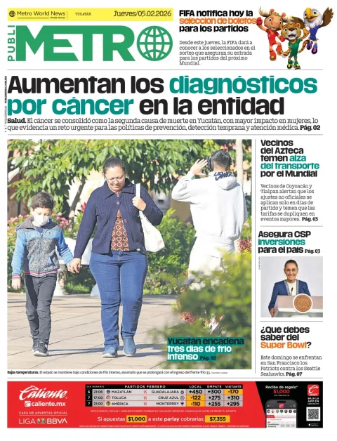 Portada de Publimetro Merida del jueves, 5 de febrero de 2026