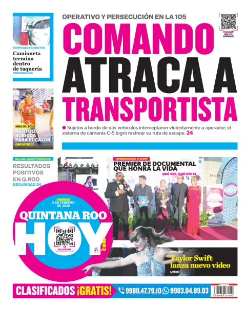 Portada de Quintana Roo Hoy (contraportada)