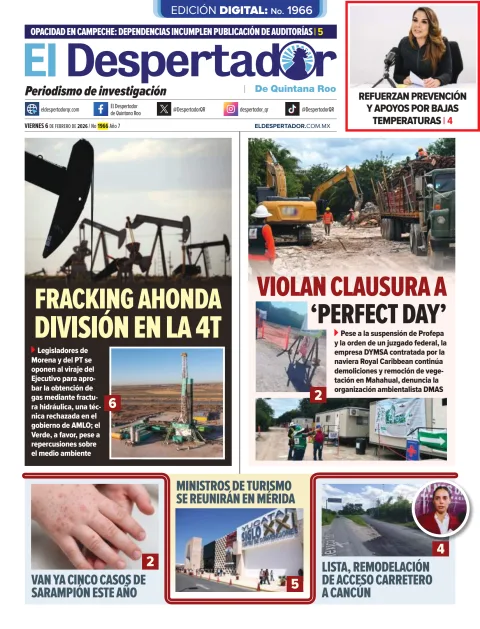 Portada de El Despertador de Quintana Roo del viernes, 6 de febrero de 2026
