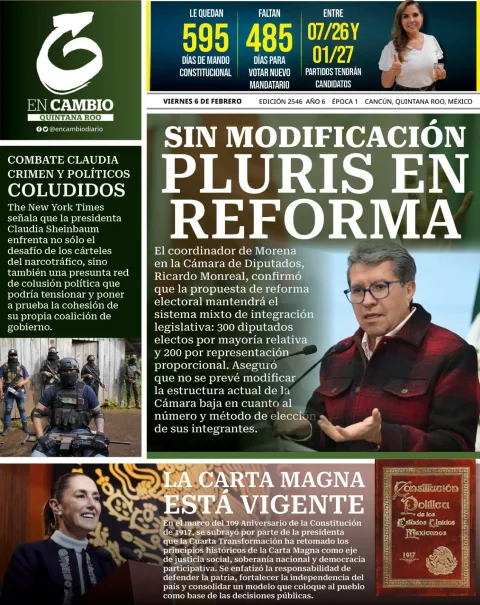 Portada de En Cambio - Quintana Roo (contraportada) del viernes, 6 de febrero de 2026