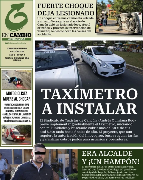 Portada de En Cambio - Quintana Roo (portada) del viernes, 6 de febrero de 2026