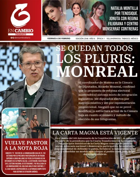 Portada de En Cambio - Tabasco (contraportada) del viernes, 6 de febrero de 2026