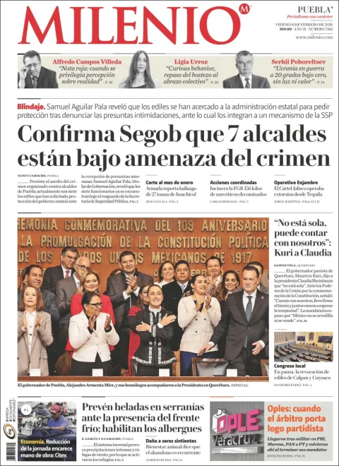 Portada de Milenio Puebla del viernes, 6 de febrero de 2026