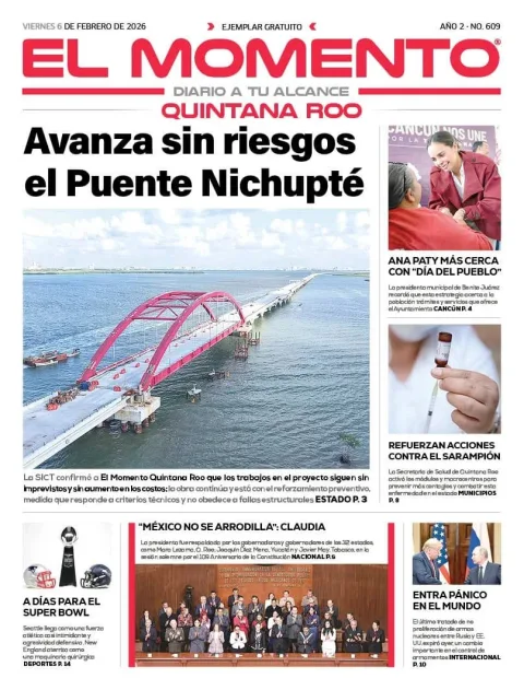 Portada de El Momento Quintana Roo del viernes, 6 de febrero de 2026