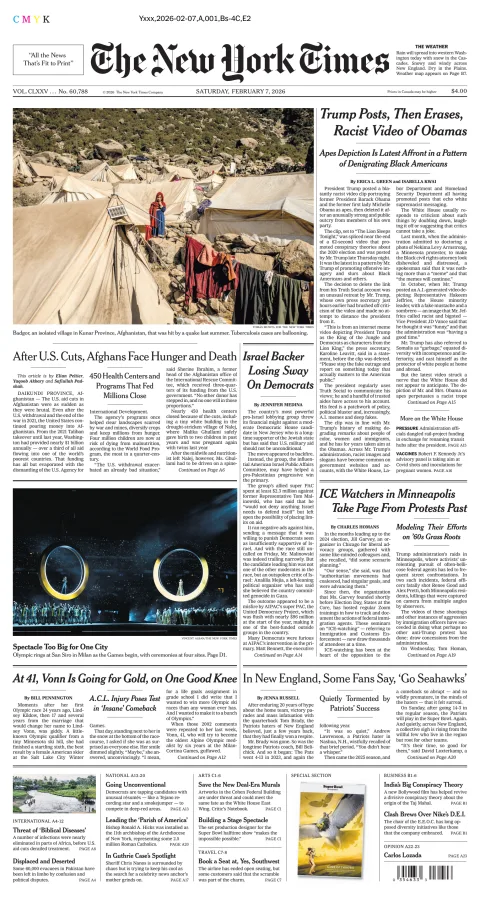 Portada de The New York Times (national) del sábado, 7 de febrero de 2026
