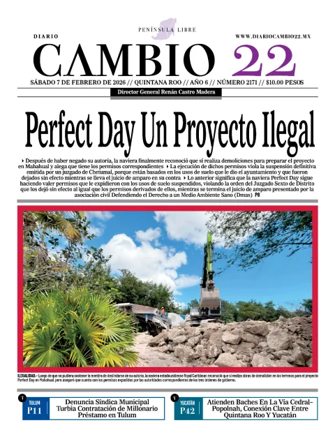 Portada de Diario Cambio 22 (contraportada) del sábado, 7 de febrero de 2026