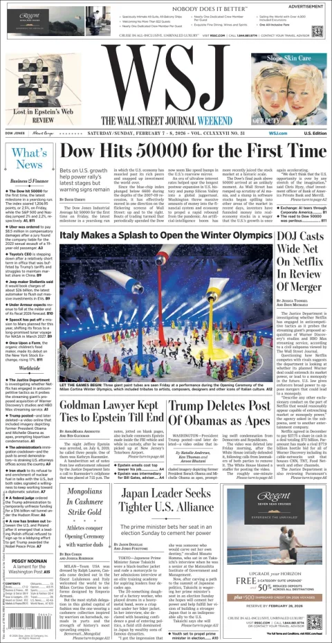Portada de The Wall Street Journal