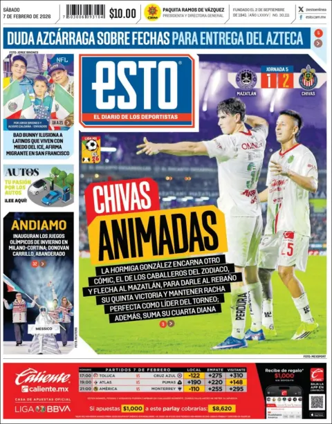 Portada de Esto del sábado, 7 de febrero de 2026