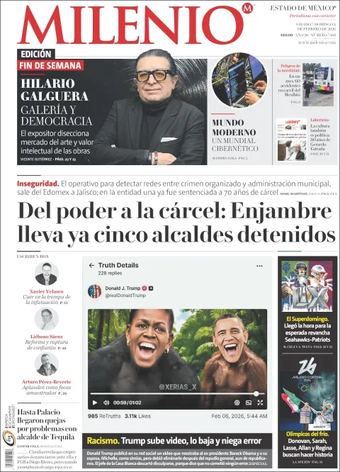 Portada de Milenio Edo de Mexico del sábado, 7 de febrero de 2026
