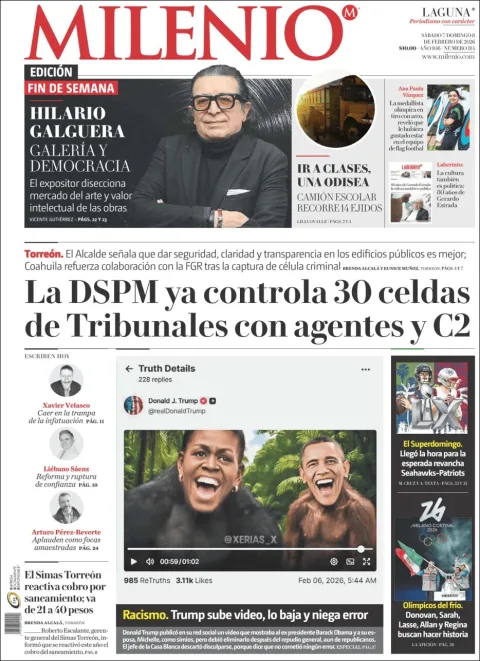 Portada de Milenio Laguna del sábado, 7 de febrero de 2026