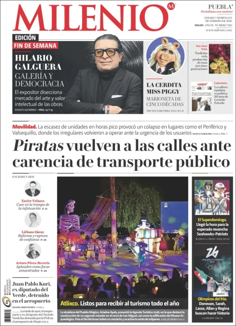 Portada de Milenio Puebla del sábado, 7 de febrero de 2026