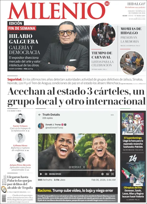 Portada de Milenio Hidalgo del sábado, 7 de febrero de 2026
