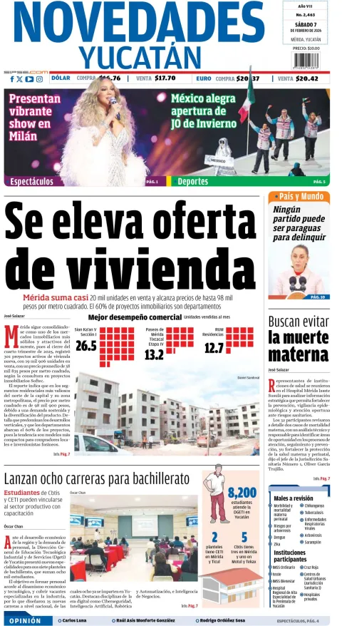 Portada de Novedades Yucatan
