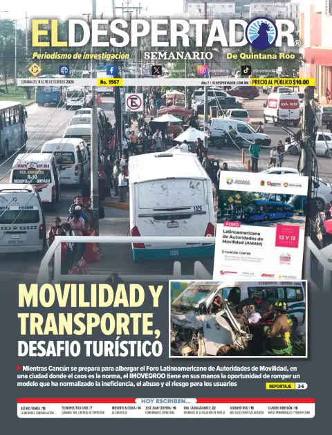 Portada de El Despertador de Quintana Roo del lunes, 9 de febrero de 2026