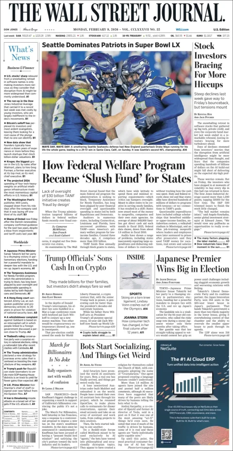 Portada de The Wall Street Journal