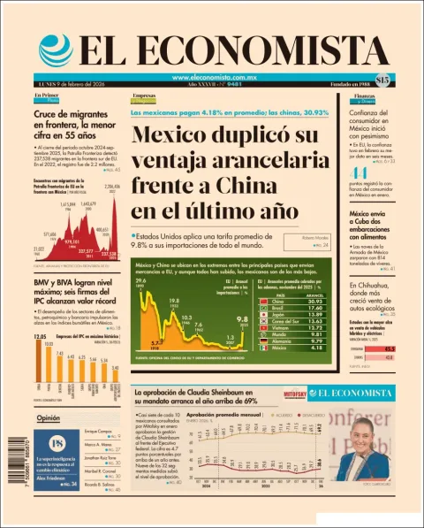 Portada de El Economista del lunes, 9 de febrero de 2026