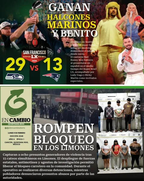 Portada de En Cambio - Quintana Roo (portada) del lunes, 9 de febrero de 2026