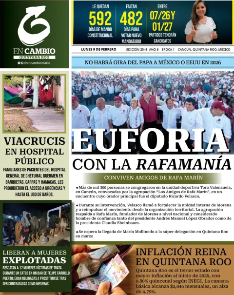 Portada de En Cambio - Quintana Roo (contraportada) del lunes, 9 de febrero de 2026