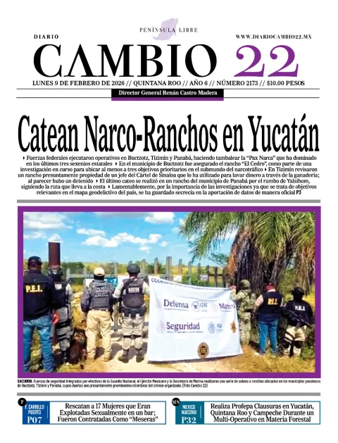 Portada de Diario Cambio 22 (portada) del lunes, 9 de febrero de 2026