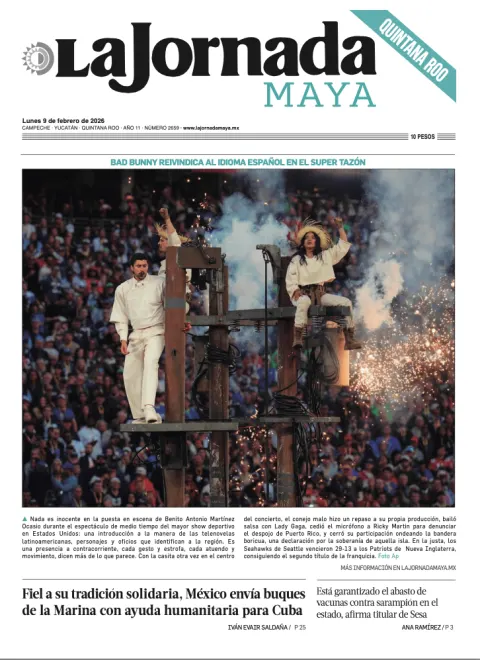 Portada de La Jornada Maya Quintana Roo del lunes, 9 de febrero de 2026