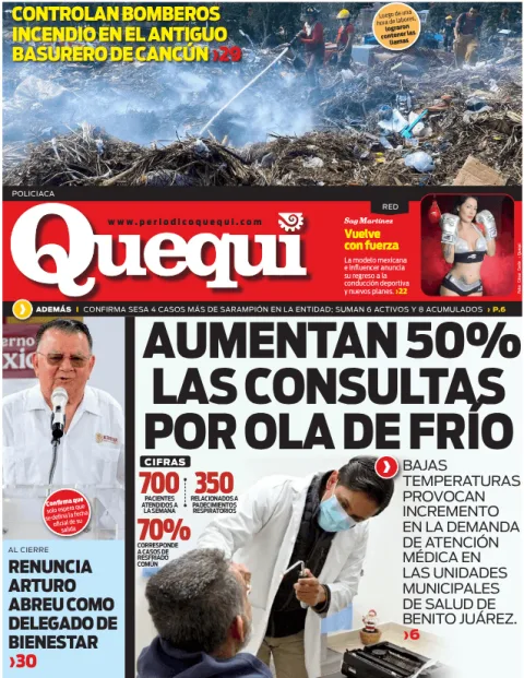 Portada de Quequi (contraportada) del lunes, 9 de febrero de 2026