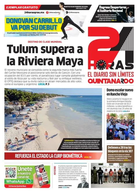 Portada de 24 Horas Quintana Roo