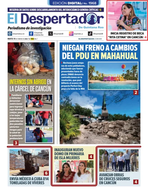 Portada de El Despertador de Quintana Roo del martes, 10 de febrero de 2026
