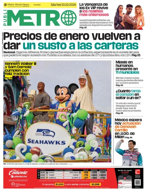 Portada de Publimetro Merida del martes, 10 de febrero de 2026
