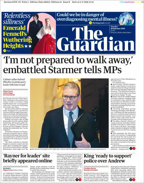 Portada de The Guardian (reino Unido)