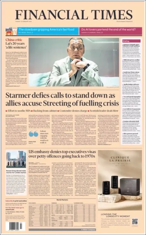 Portada de Financial Times del martes, 10 de febrero de 2026