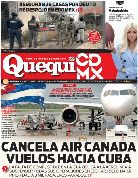 Portada de Quequi CDMX (contraportada) del lunes, 9 de febrero de 2026