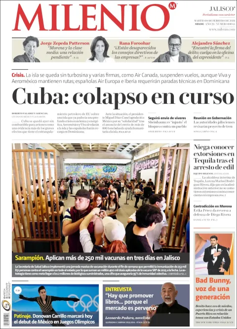 Portada de Milenio Jalisco del martes, 10 de febrero de 2026