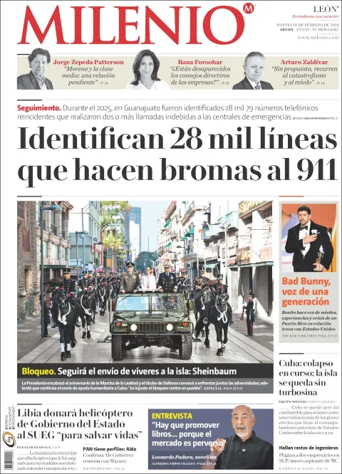 Portada de Milenio Leon del martes, 10 de febrero de 2026