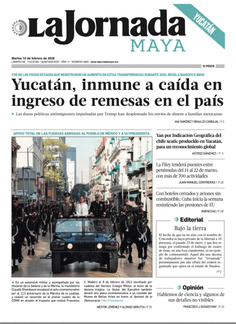 Portada de La Jornada Maya Yucatán del martes, 10 de febrero de 2026