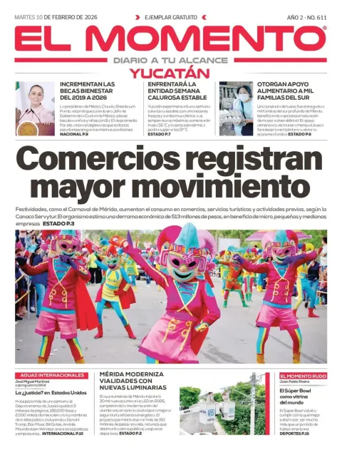Portada de El Momento Yucatan del martes, 10 de febrero de 2026