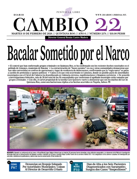 Portada de Diario Cambio 22 (portada) del martes, 10 de febrero de 2026