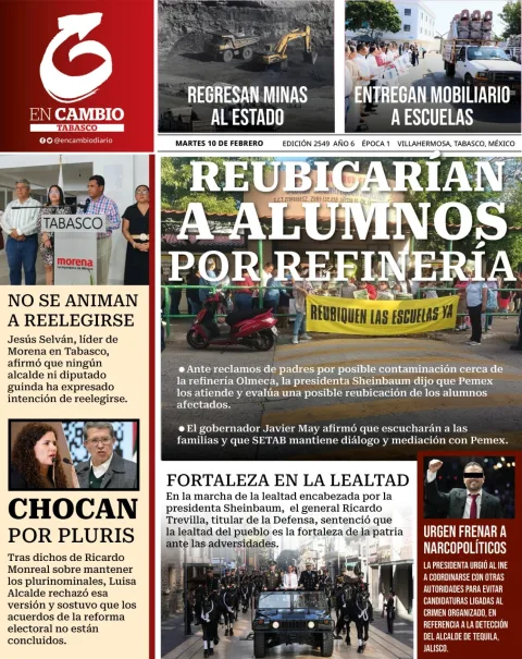 Portada de En Cambio - Tabasco (contraportada) del martes, 10 de febrero de 2026