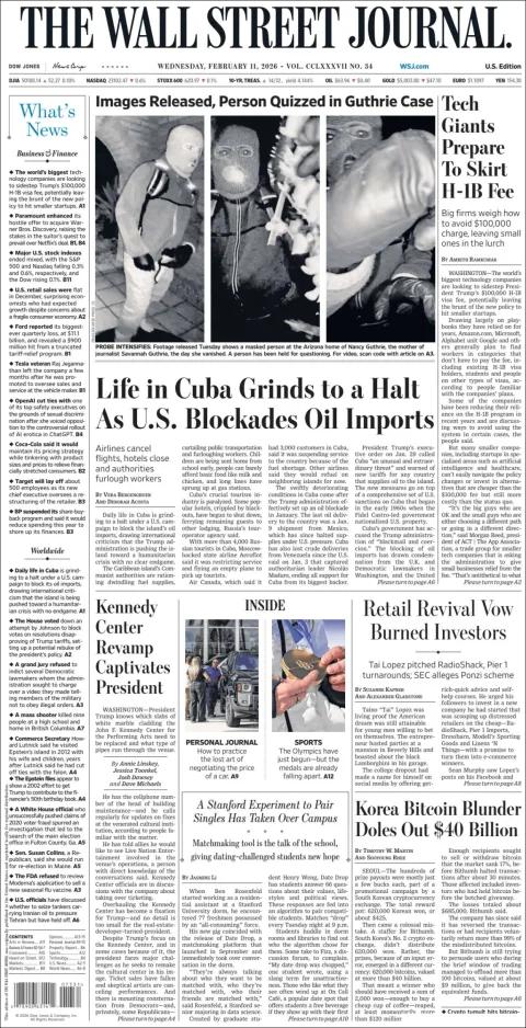 Portada de The Wall Street Journal