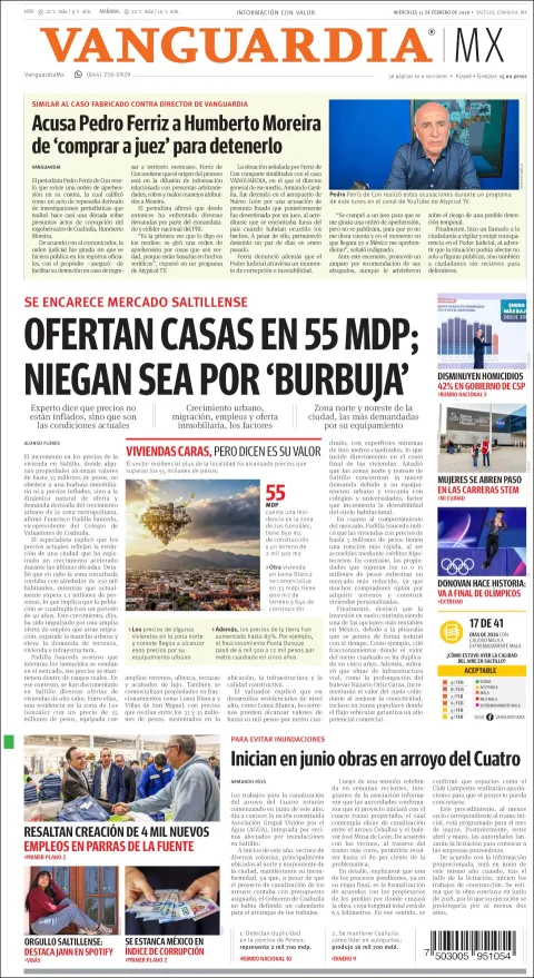 Portada de Vanguardia del miércoles, 11 de febrero de 2026