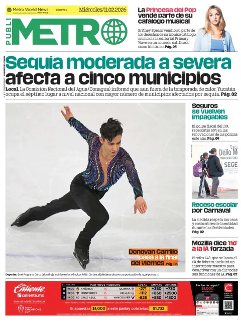 Portada de Publimetro Merida del miércoles, 11 de febrero de 2026