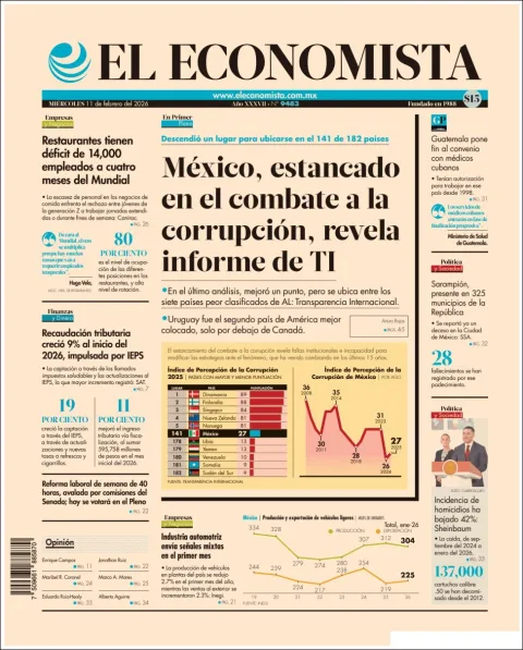 Portada de El Economista del miércoles, 11 de febrero de 2026