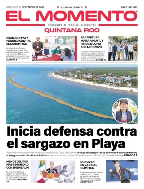 Portada de El Momento Quintana Roo del miércoles, 11 de febrero de 2026