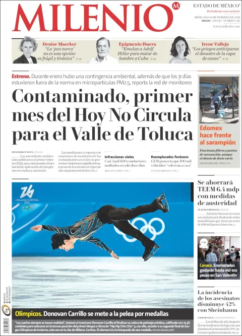 Portada de Milenio Edo de Mexico del miércoles, 11 de febrero de 2026