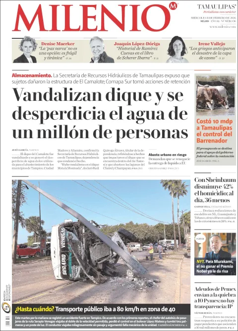 Portada de Milenio Tamaulipas del miércoles, 11 de febrero de 2026