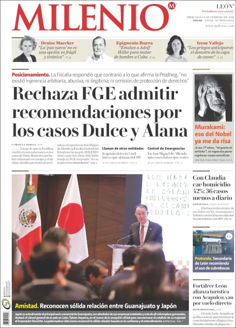 Portada de Milenio Leon del miércoles, 11 de febrero de 2026