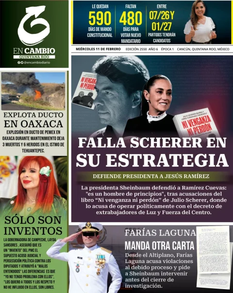 Portada de En Cambio - Quintana Roo (contraportada) del miércoles, 11 de febrero de 2026