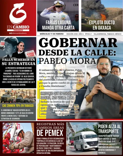 Portada de En Cambio - Tabasco (contraportada) del miércoles, 11 de febrero de 2026
