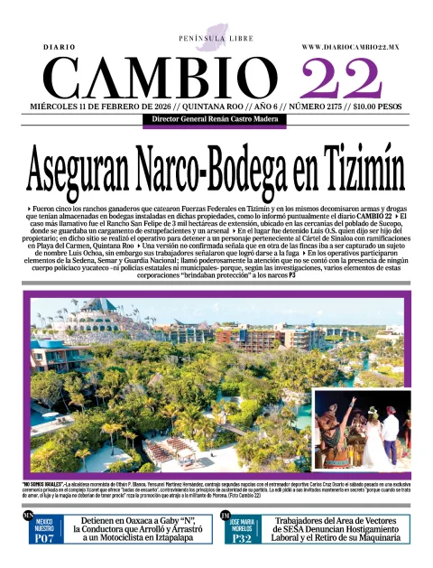 Portada de Diario Cambio 22 (portada) del miércoles, 11 de febrero de 2026
