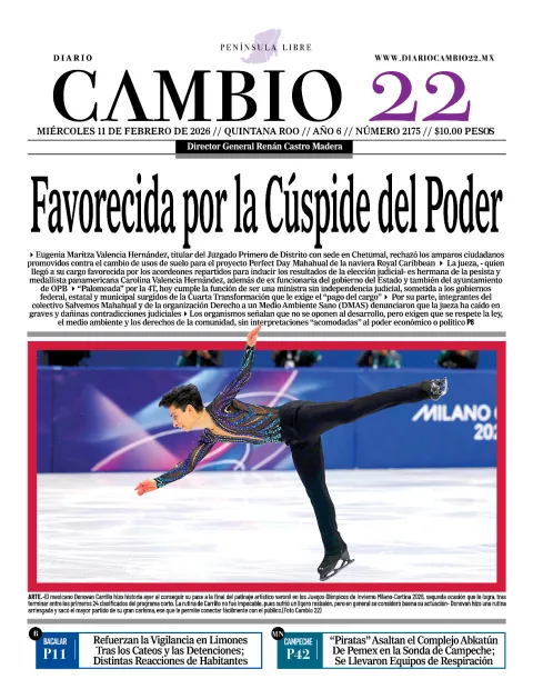 Portada de Diario Cambio 22 (contraportada) del miércoles, 11 de febrero de 2026